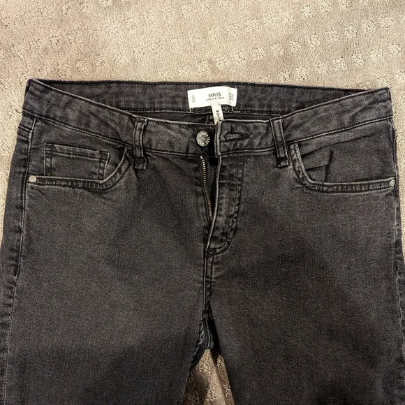 Mango Straight Leg Mid Rise Cropped Jeans Size 10 Faded Black - Picture 6 of 11